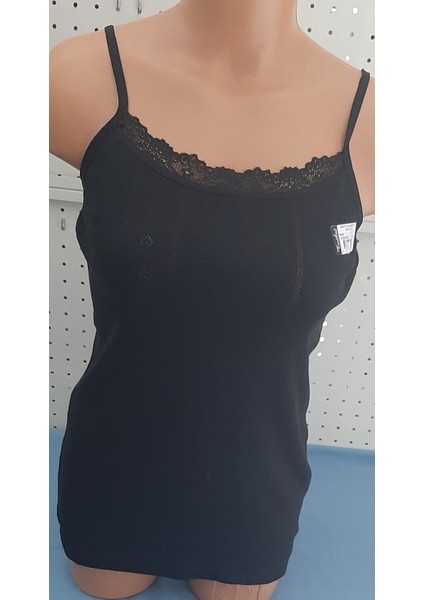 Kadın Jakarlı İnce Askılı Atlet 2'li Paket Siyah -Vişne Renk Beden L-XL