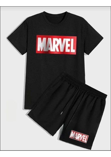 Penye Yazlık Şort ve Penye Tshirt Marvel Spor Takım Tshirtşort