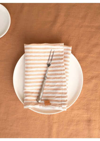 Linen 2'li Peçete Çizgili Taba 45 x 45 cm