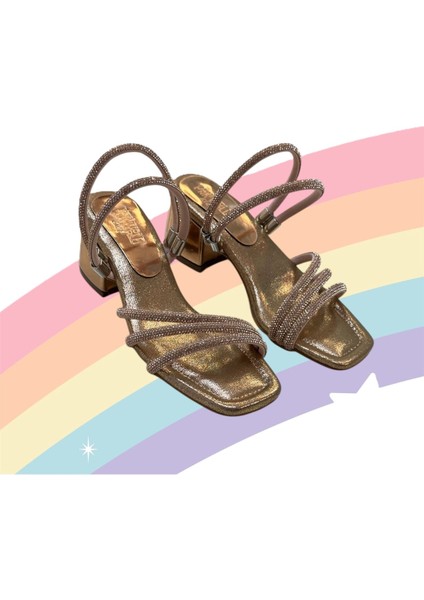 Kafkaslar Kız Çocuk Kısa Topuklu Taşlı Abiye Ayakkabı