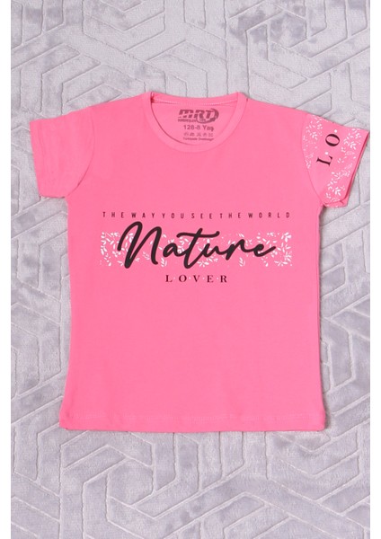 Kız Çocuk Tshirt Nature Baskılı Bisiklet Yaka E12