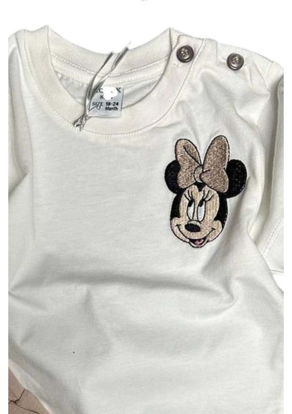 Kız Bebek Ördek Işlemeli Yazı Detaylı Kahverengi Şortlu Takım fırsatları