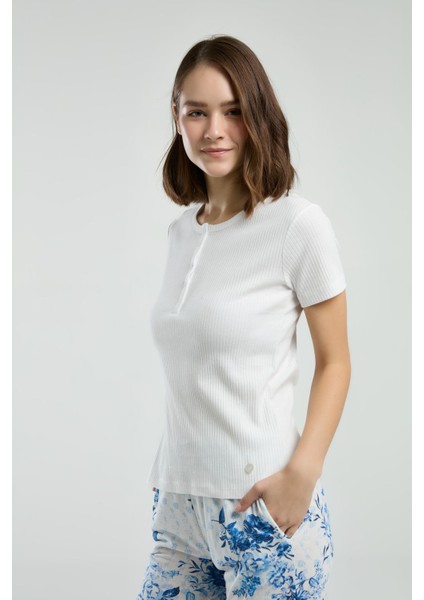 Üst Kaşkorse Düz Renk, Alt Çiçek Baskılı Cepli Büyük Beden Pijama Takım modelleri