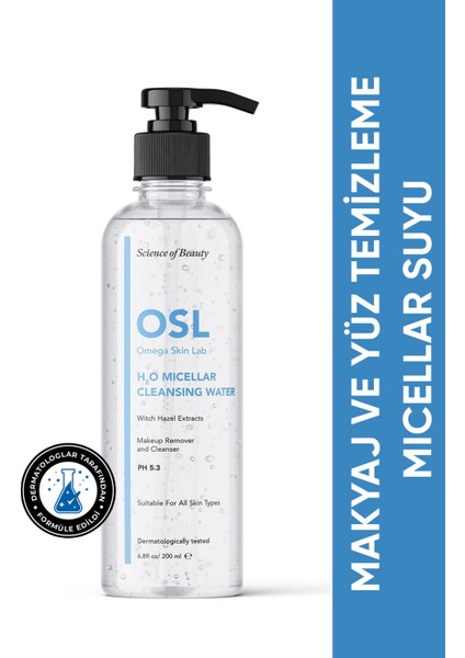 Omega Skin Lab - Makyaj Ve Yüz Temizleme Micellar Suyu - H2o Micellar Cleanser Water 200ml