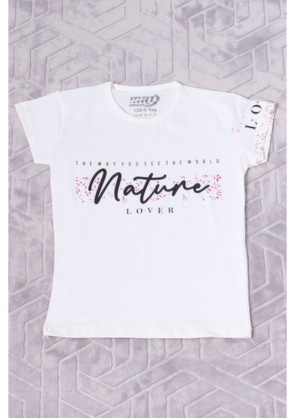 Kız Çocuk Tshirt Nature Baskılı Bisiklet Yaka E12