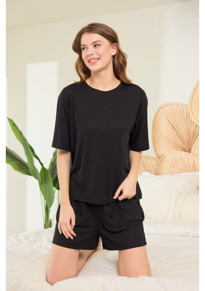 Aydoğan Kadın Siyah %95 Lyocell %5 Elasthan Pijama Takımı