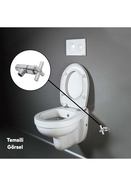 Ara Musluk Klozet Çevirmeli Taharet Musluğu Alafranga Flex Hortum Bağlantı Metal Rezervuar Wc