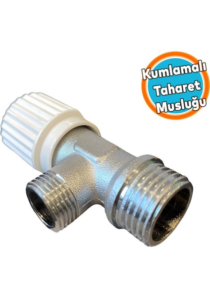 Taharet Musluğu Kumlamalı Çevirmeli Metal Rezervuar Ara Musluk Wc Klozet Alafranga Flex Bağlantı