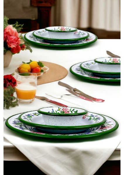 13-24-30 No 3'lü Emaye Yemek Tabağı, Tabak Servis, Yemek, Kamp Piknik, Çeyiz, Hediye modelleri