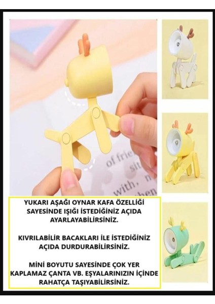 Lamba Ders Çalışma Masa Gece Lambası Mini Geyik Tasarımlı Kitap Okuma LED Işıklı Lamba fiyatları