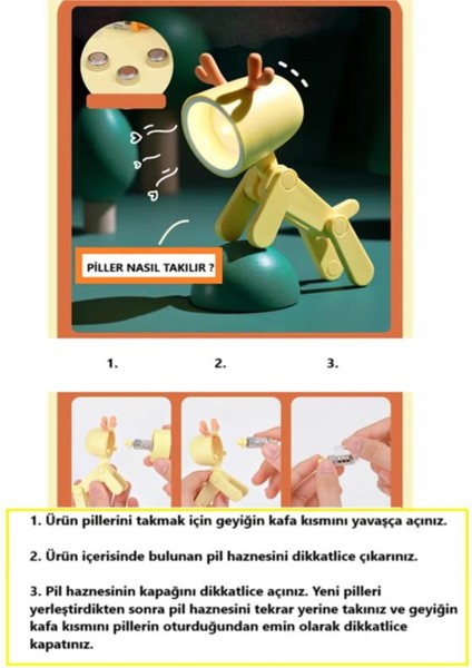 Lamba Ders Çalışma Masa Gece Lambası Mini Geyik Tasarımlı Kitap Okuma LED Işıklı Lamba modelleri