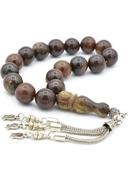 Gümüş Kaplama Püsküllü Küre Kesim Ceviz Ağacı Efe Maskot Tesbih