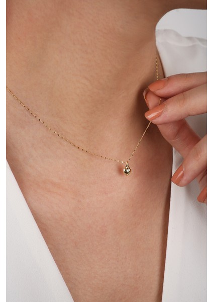 14 Ayar Altın Bombeli Minik Kalpli Kolye fiyatları