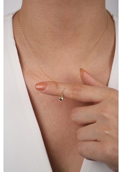 14 Ayar Altın Bombeli Minik Kalpli Kolye fırsatları