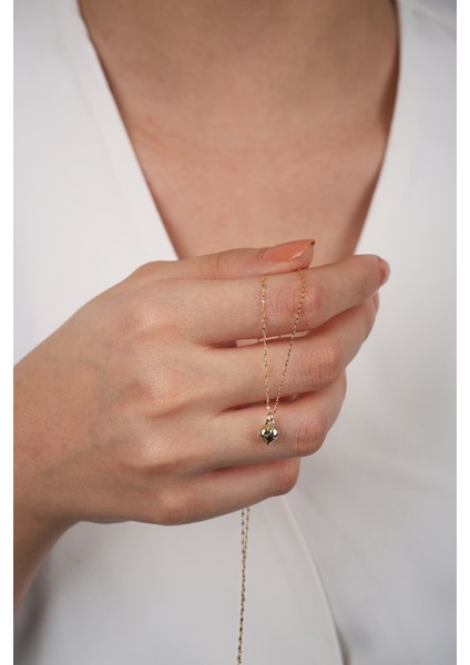 14 Ayar Altın Bombeli Minik Kalpli Kolye indirimleri