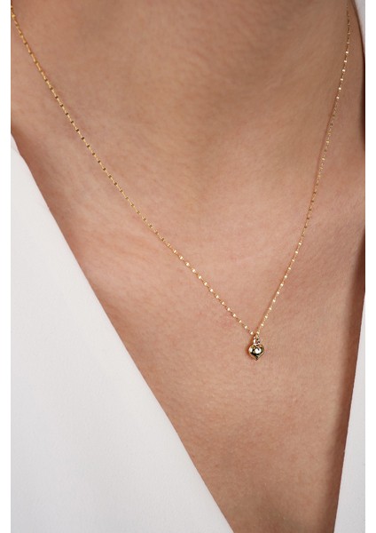 14 Ayar Altın Bombeli Minik Kalpli Kolye