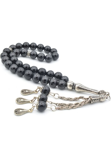 Hakiki Doğal Siyah Oniks Taşı Tesbih 8 mm