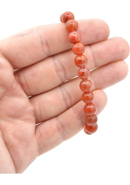 Hakiki Doğal Yemen Akik Taşı Bileklik 8.5 mm