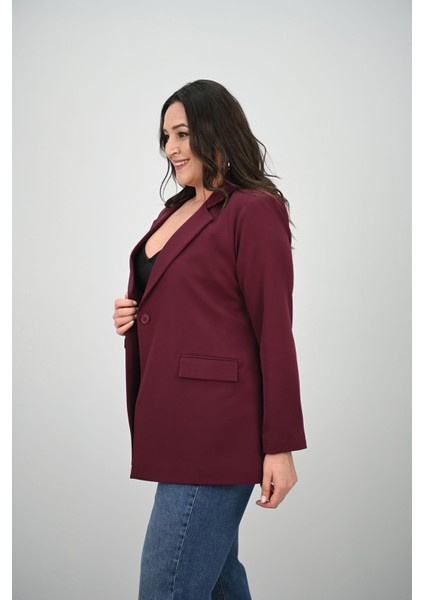 Kadın Büyük Beden Astarlı Düğmeli Blazer Ceket 9008-25-1 modelleri
