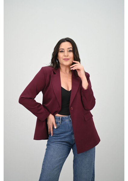 Kadın Büyük Beden Astarlı Düğmeli Blazer Ceket 9008-25-1 fırsatları