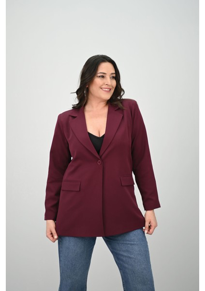 Kadın Büyük Beden Astarlı Düğmeli Blazer Ceket 9008-25-1 indirimleri