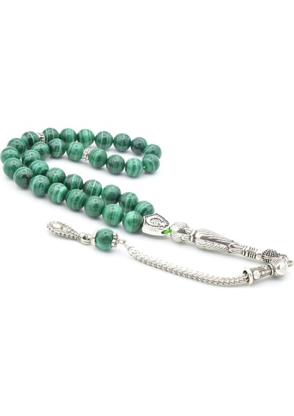 Hakiki Doğal Malahit Taşı Tesbih 8 mm