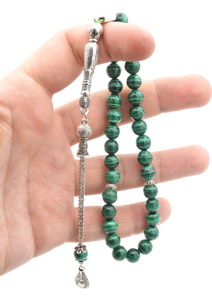 Hakiki Doğal Malahit Taşı Tesbih 8 mm indirimleri