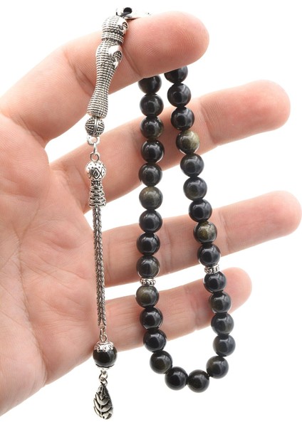 Hakiki Doğal Rainbow Obsidyen Taşı Tesbih 8 mm indirimleri