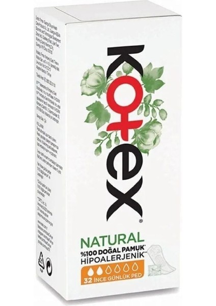 Kotex Natural Hijyenik Ince Günlük Ped 32 Adet