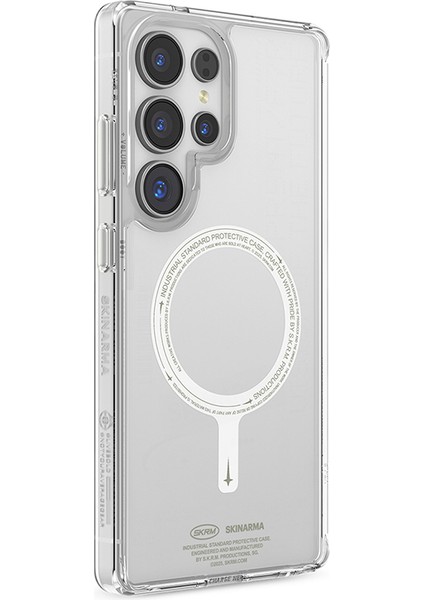 Galaxy S25 Ultra Kılıf Magsafe Uyumlu Şeffaf Fosforlu Skinarma Saido Nightglow Kapak Şeffaf
