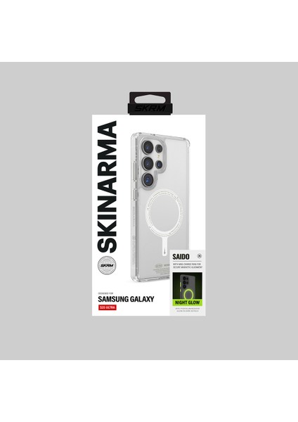 Galaxy S25 Ultra Kılıf Magsafe Uyumlu Şeffaf Fosforlu Skinarma Saido Nightglow Kapak Şeffaf indirimleri