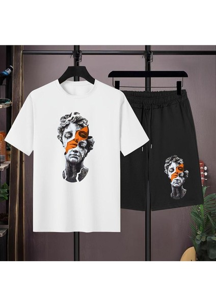 Unısex Pieata Heykel Baskılı Tişört Şort Takımı