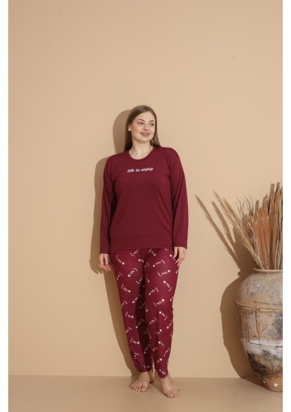 Büyük Beden Pamuklu Milan Kumaş Kadın Pijama Takımı
