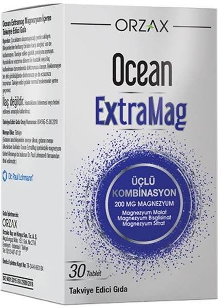 Extramag Üçlü Kombinasyon Magnezyum Takviye Edici Gıda 30 Tablet fiyatları