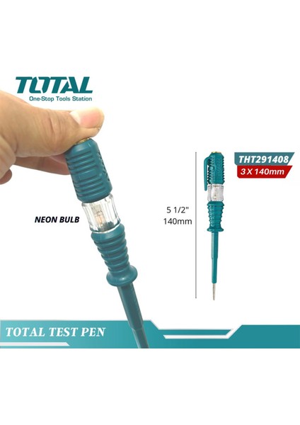 Kontrol Kalemi 140 mm Elektrik Priz Faz Voltaj Kontrol Tornavidası Düz Uçlu THT291408 indirimleri