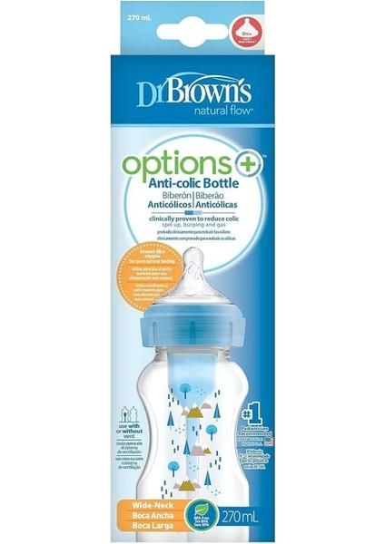 Dr Brown's Pp Geniş Ağız Options Mavi Biberon 270ML