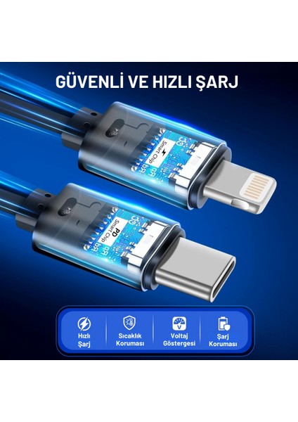 66W Dahili Çekilebilir Kablolu Type-C + Lightning Hızlı Araç Çakmaklık Şarj Aleti