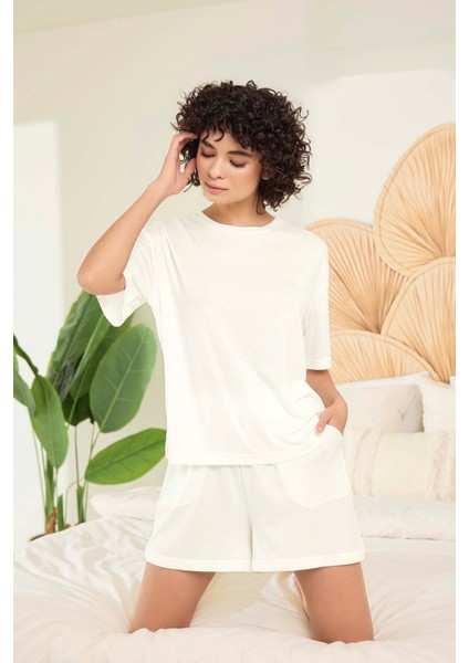 Aydoğan Kadın Beyaz %95 Lyocell %5 Elasthan Pijama Takımı
