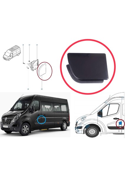 BSP1197 Renault Master Mk3 Opel Movano B NV400 X62 788300019R Için Sol Yakıt Depo Dış Kapak Siyah modelleri