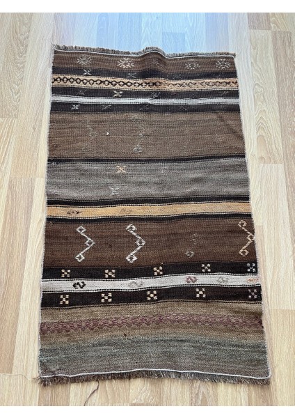 125 x 80 cm bohem Stili Çizgili Halı, Kahverengi Tonlarında Yün Kilim, Şık ve Sıcak Halı, El Dokuma Harika Vintage Kilim fiyatları