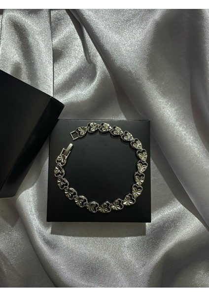 Silver 3D Kalp Çelik Bileklik