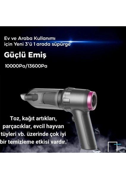 150W Süper Güçlü 13600PA Çekim Güçlü Taşınabilir Araç Süpürgesi, Islak Kuru Ofis Araç Süpürgesi