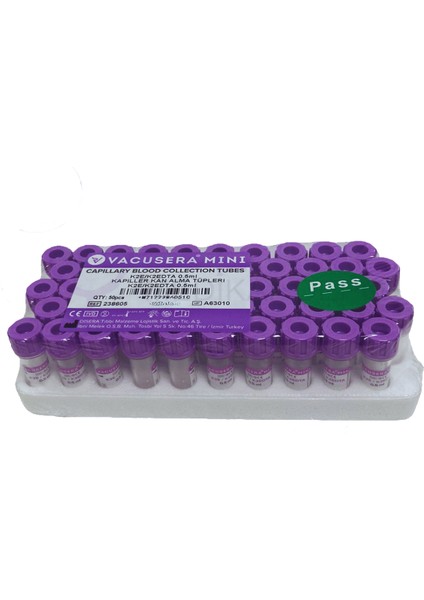 K2 Edtalı Tüp 0,5 ml (Pediatrik) (Mor Kapak) 50'li Paket