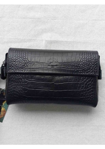 West Polo Croco Timsah Siyah Hakiki Deri El Çantası modelleri