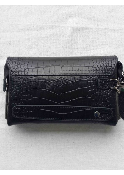 West Polo Croco Timsah Siyah Hakiki Deri El Çantası fırsatları
