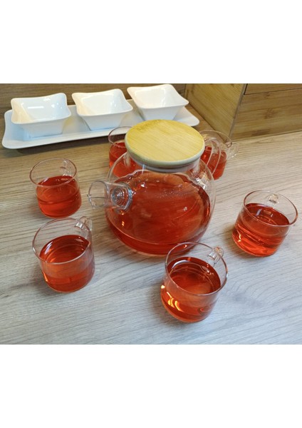 Mdklife Isıya Dayanıklı 1000 ml Süzgeçli Cam Demlik 6ADET Kupa Bardak Borosilikat , fırsatları