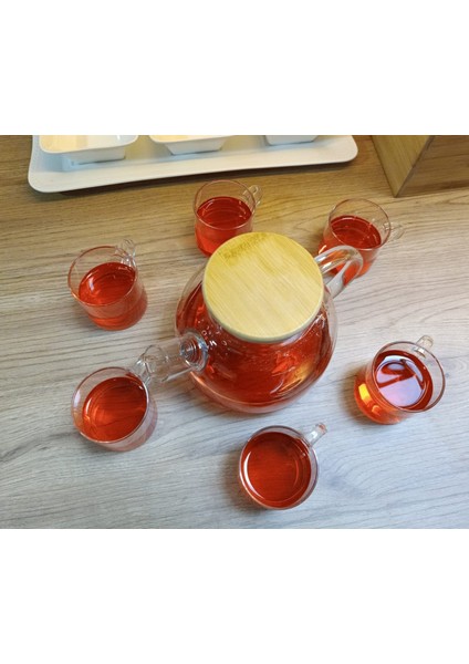 Mdklife Isıya Dayanıklı 1000 ml Süzgeçli Cam Demlik 6ADET Kupa Bardak Borosilikat , indirimleri