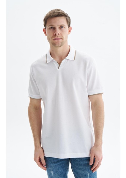 Erkek Regular Fit Basic % 100 Pamuk Pike Polo Yaka Tişört Y29374353802