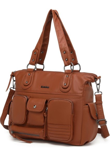 Yıkama Deri Omuz Askılı Kadın Çantası 21K Barcelona 1926 fırsatları