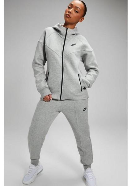 Tech Fleece Windrunner Full-Zip Hoodie Gri Tam Fermuar Kapüşonlu Kadın Sweatshrit